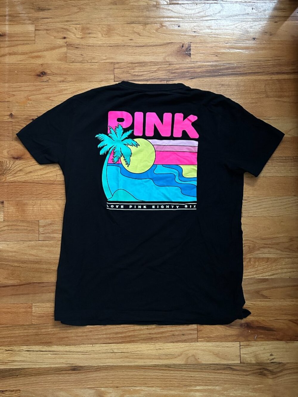 PINK Victoria's Secret Campus Black T-Shirt Women's Large Casual Leisure Summer